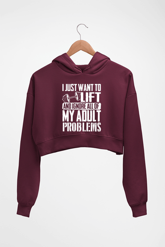 Gym Crop HOODIE FOR WOMEN-Maroon-Ektarfa.online