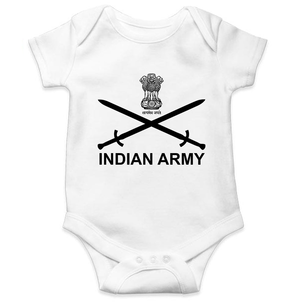 Indian Army Kids Romper For Baby Boy/Girl-0-5 Months(18 Inches)-White-Ektarfa.online