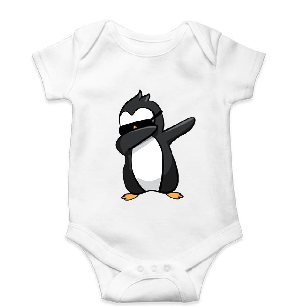 Dab Penguin Kids Romper For Baby Boy/Girl-0-5 Months(18 Inches)-White-Ektarfa.online