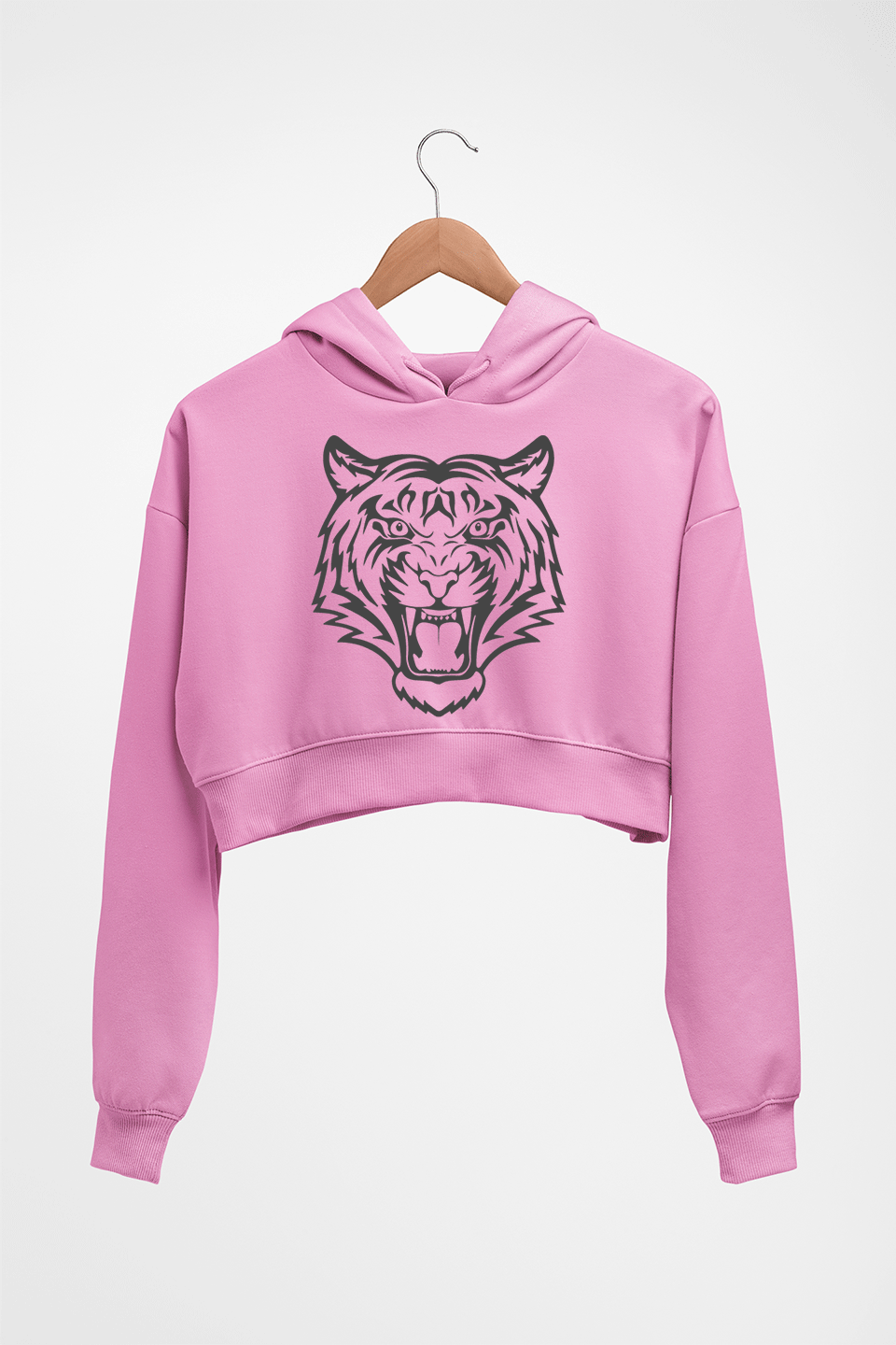 Tiger Crop HOODIE FOR WOMEN-Light Baby Pink-Ektarfa.online