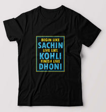 Load image into Gallery viewer, CRICKET Sachin Kohli Dhoni T-Shirt for Men-Black-Ektarfa.online
