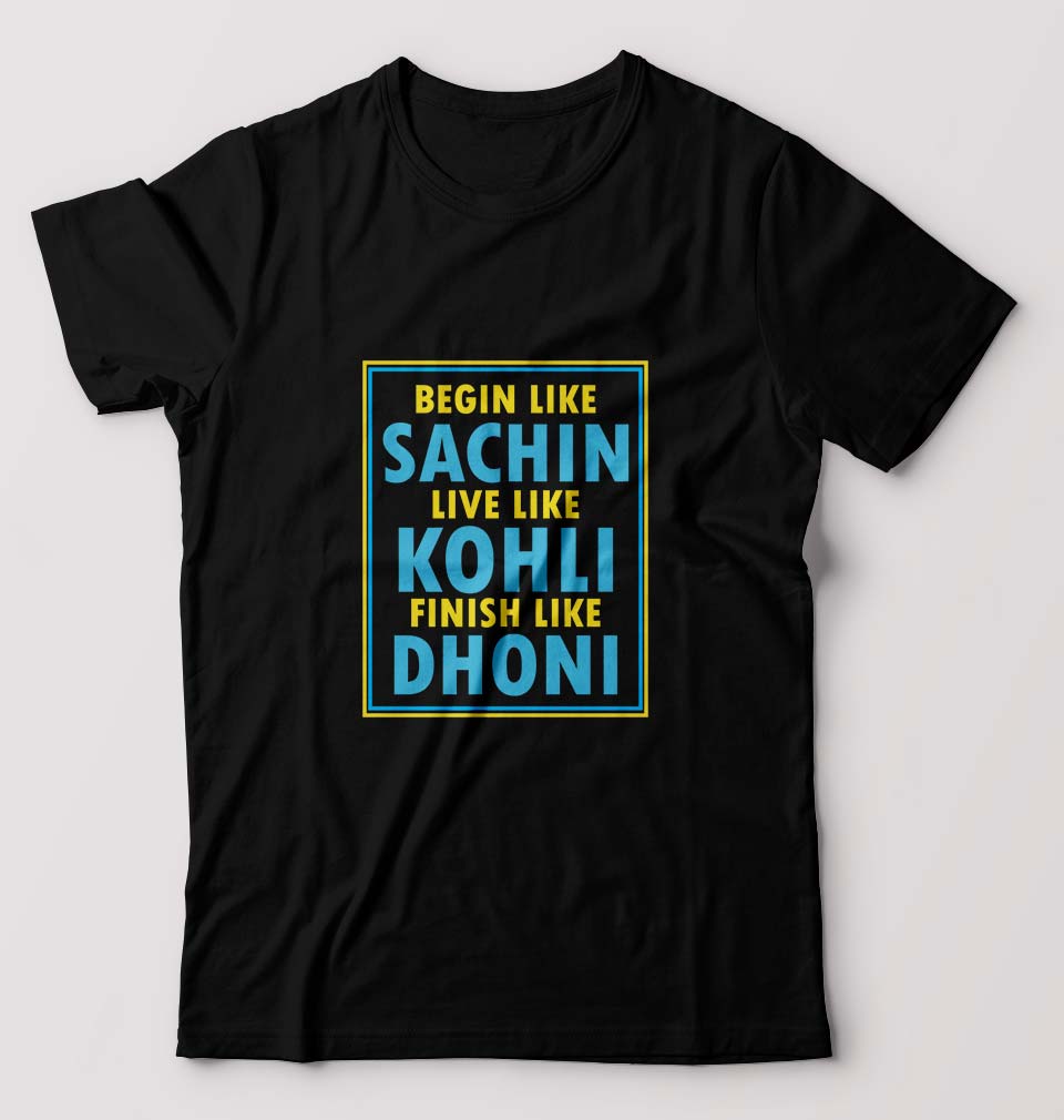 CRICKET Sachin Kohli Dhoni T-Shirt for Men-Black-Ektarfa.online