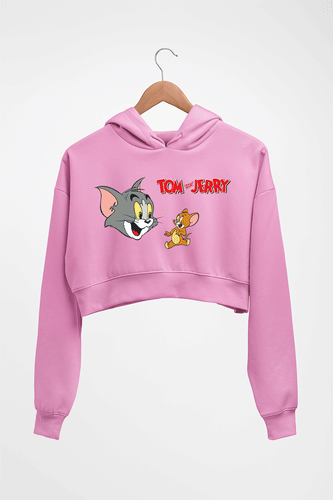 Tom and Jerry Crop HOODIE FOR WOMEN-Light Baby Pink-Ektarfa.online