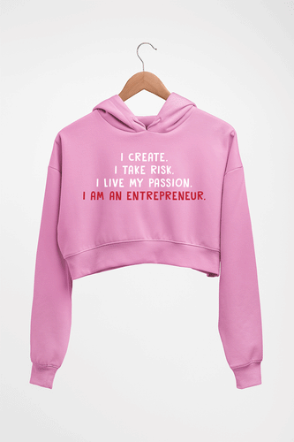 Entrepreneur Crop HOODIE FOR WOMEN-Light Baby Pink-Ektarfa.online