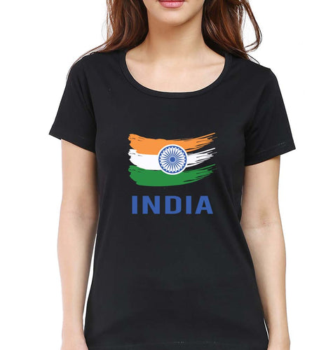 India T-Shirt for Women-Black-Ektarfa.online