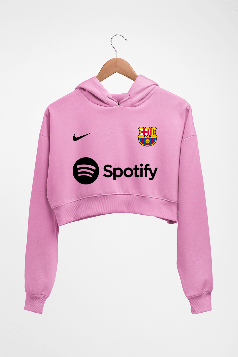 Barcelona 2022-23 Crop HOODIE FOR WOMEN-Light Baby Pink-Ektarfa.online