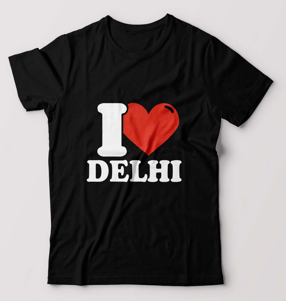 I Love Delhi T-Shirt for Men-S(38 Inches)-Black-Ektarfa.online