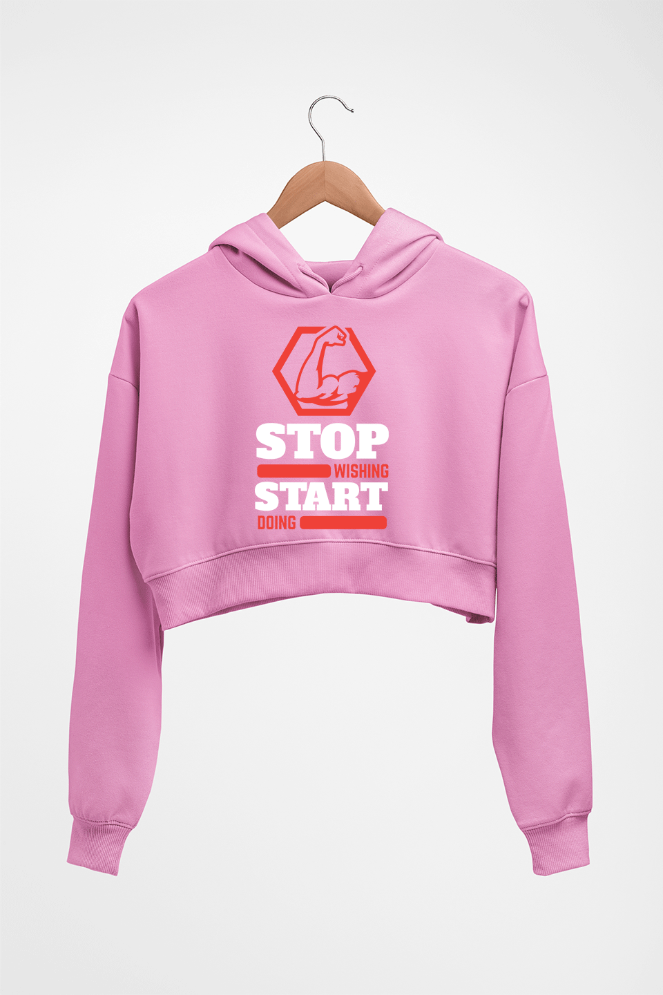 Gym Crop HOODIE FOR WOMEN-Light Baby Pink-Ektarfa.online