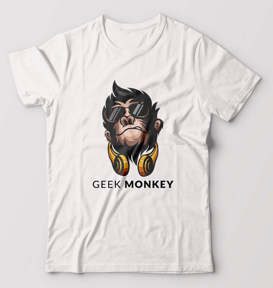 Geek Monkey T-Shirt for Men-White-Ektarfa.online
