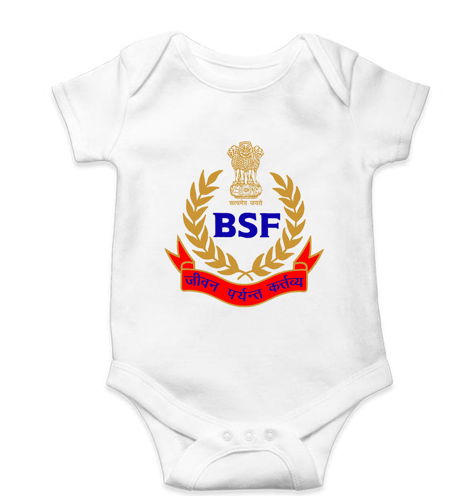 BSF Army Kids Romper For Baby Boy/Girl-White-Ektarfa.online