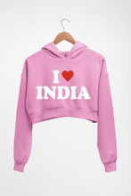 Load image into Gallery viewer, I Love India Crop HOODIE FOR WOMEN-Light Baby Pink-Ektarfa.online
