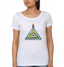 Load image into Gallery viewer, Psychedelic Triangle eye T-Shirt for Women-White-Ektarfa.online
