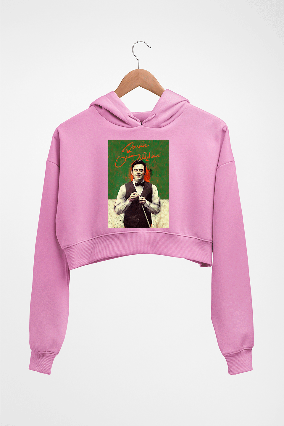 Ronnie O'Sullivan Snooker Crop HOODIE FOR WOMEN-Light Baby Pink-Ektarfa.online