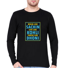 Load image into Gallery viewer, CRICKET Sachin Kohli Dhoni Full Sleeves T-Shirt for Men-Black-Ektarfa.online
