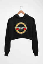 Load image into Gallery viewer, Guns and Roses Crop HOODIE FOR WOMEN-Black-Ektarfa.online
