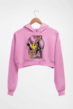 Load image into Gallery viewer, Trippy Psychedelic Skull Emoji Crop HOODIE FOR WOMEN-Light Baby Pink-Ektarfa.online
