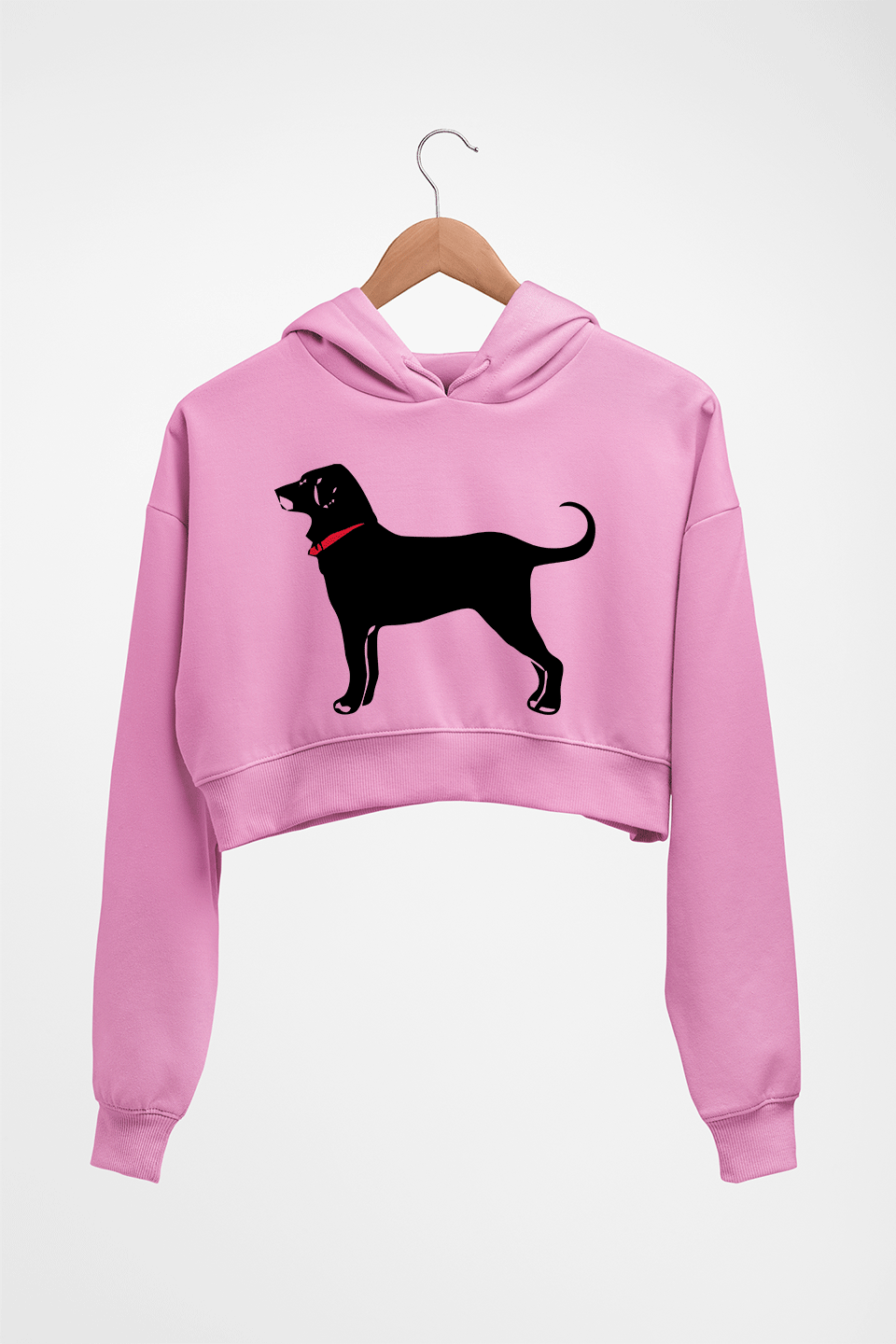 Black Dog Crop HOODIE FOR WOMEN-Light Baby Pink-Ektarfa.online