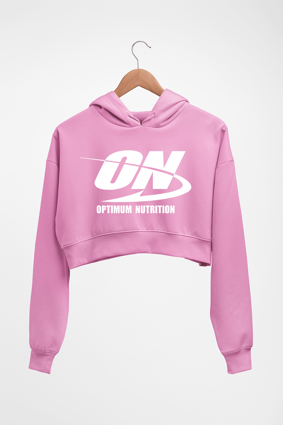optimum nutrition (ON) Crop HOODIE FOR WOMEN-Light Baby Pink-Ektarfa.online