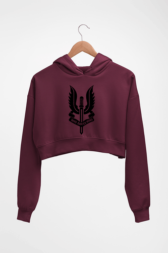 Who Dares Wins Balidaan Army Crop HOODIE FOR WOMEN-Maroon-Ektarfa.online