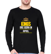 Load image into Gallery viewer, Kings Are Born In April Full Sleeves T-Shirt for Men-Black-Ektarfa.online
