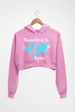 Load image into Gallery viewer, Traveling is Love Crop HOODIE FOR WOMEN-Light Baby Pink-Ektarfa.online
