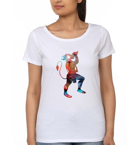 Hanuman Ji (God) T-Shirt for Women-White-Ektarfa.online