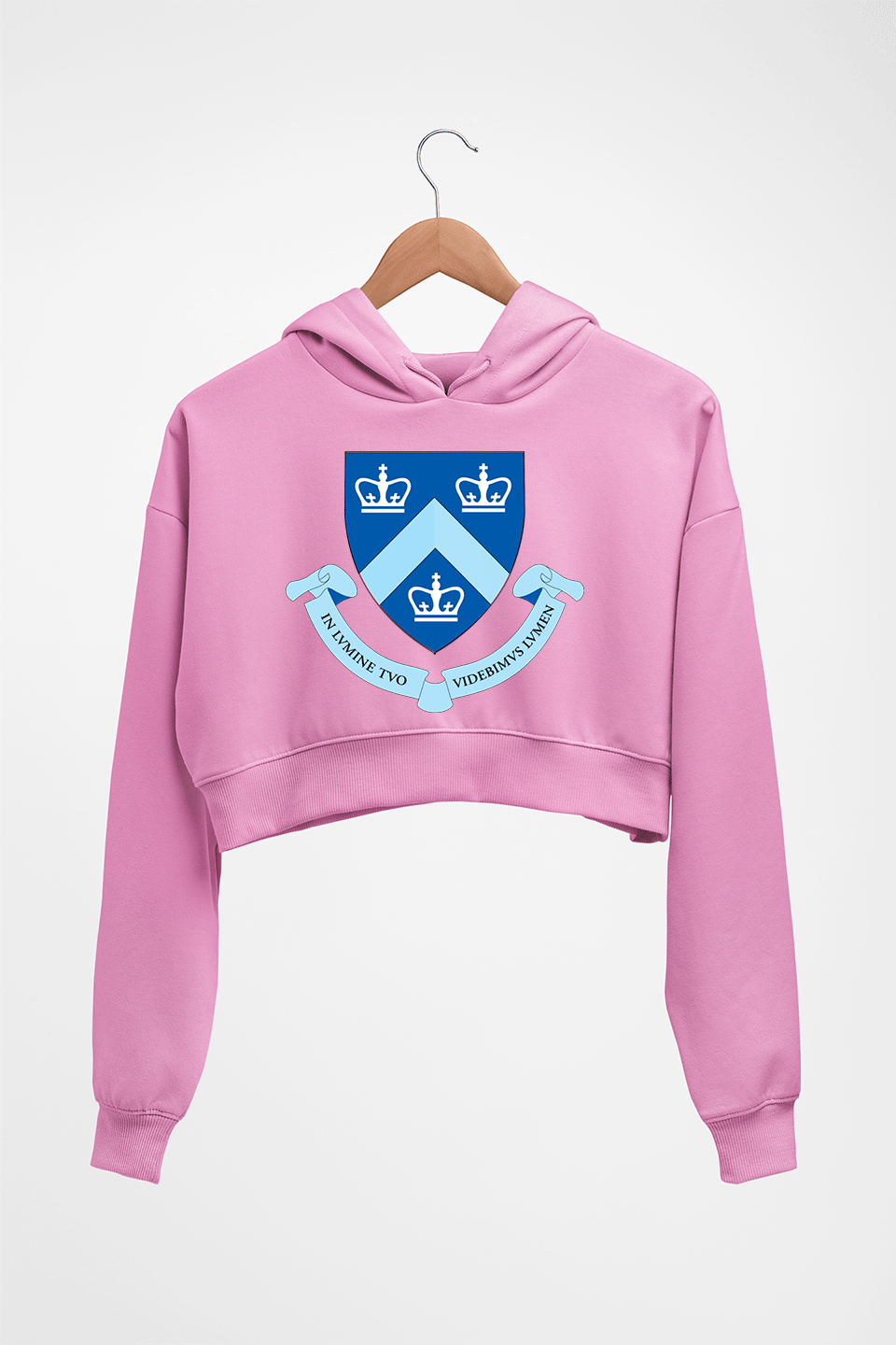 Columbia University Crop HOODIE FOR WOMEN-Light Baby Pink-Ektarfa.online