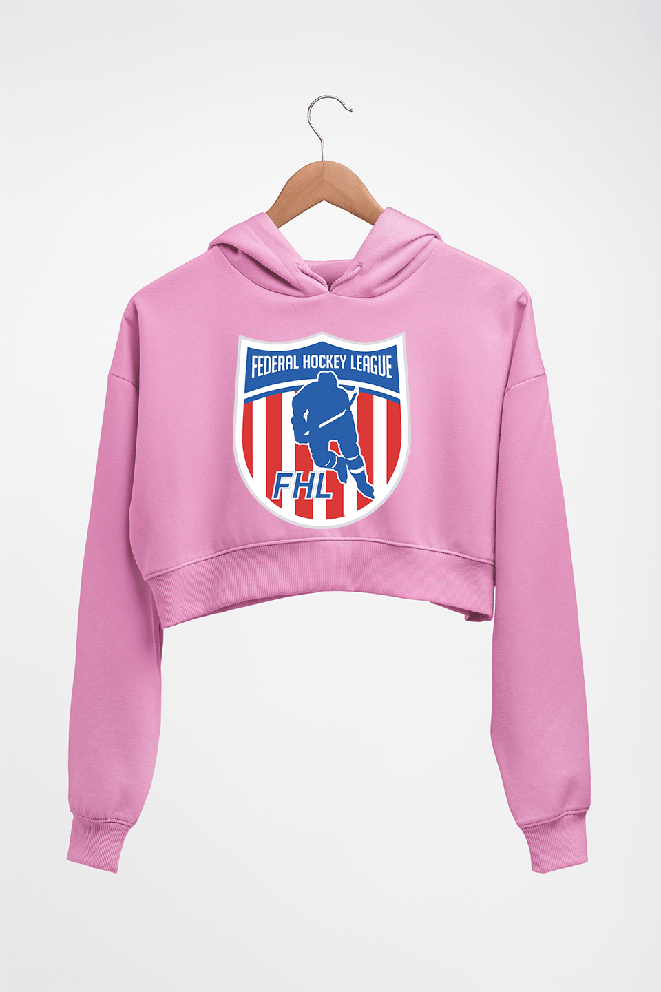 Federal Hockey League Crop HOODIE FOR WOMEN-Light Baby Pink-Ektarfa.online