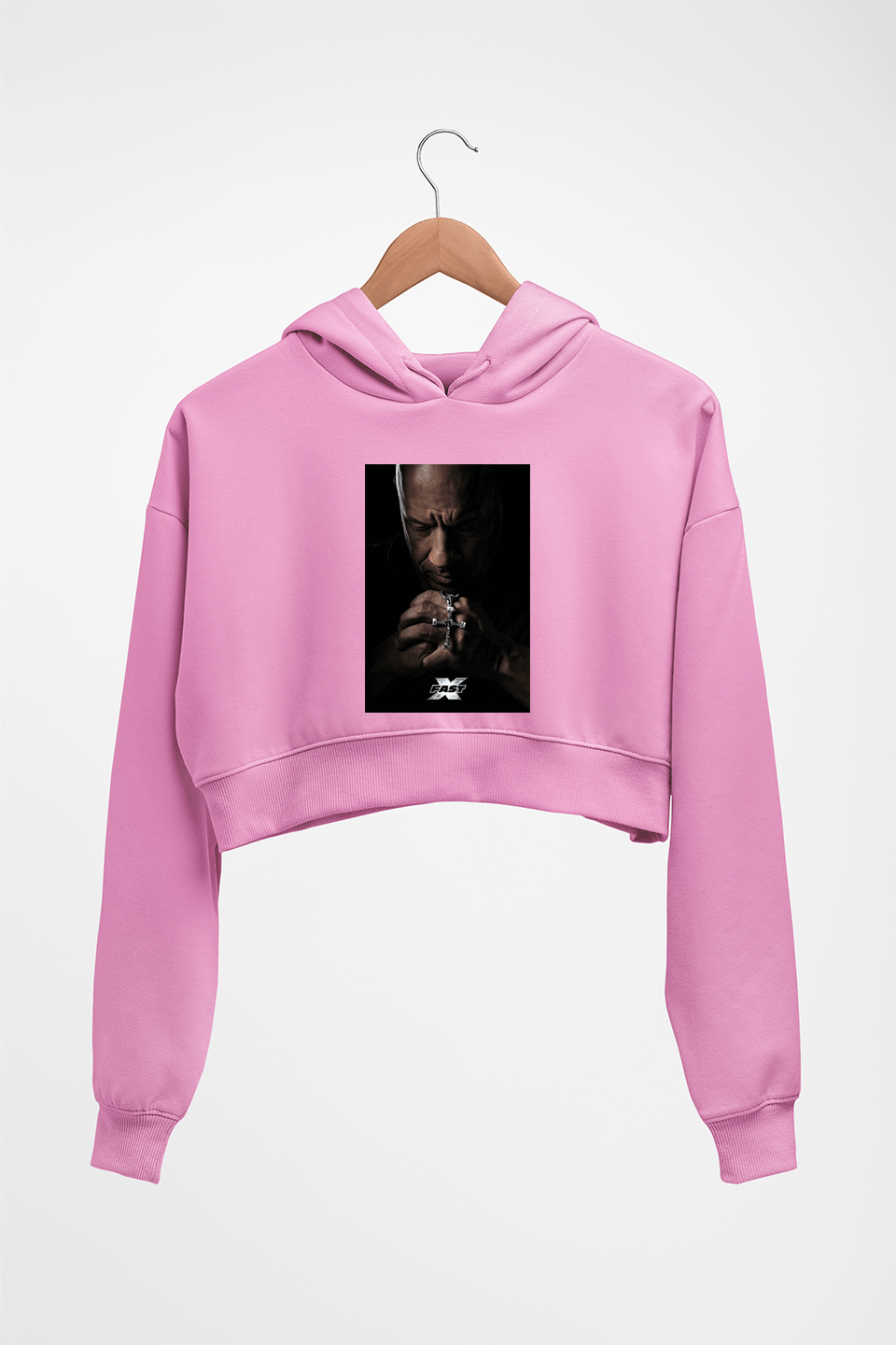 Fast X Vin Diesel Crop HOODIE FOR WOMEN-Light Baby Pink-Ektarfa.online