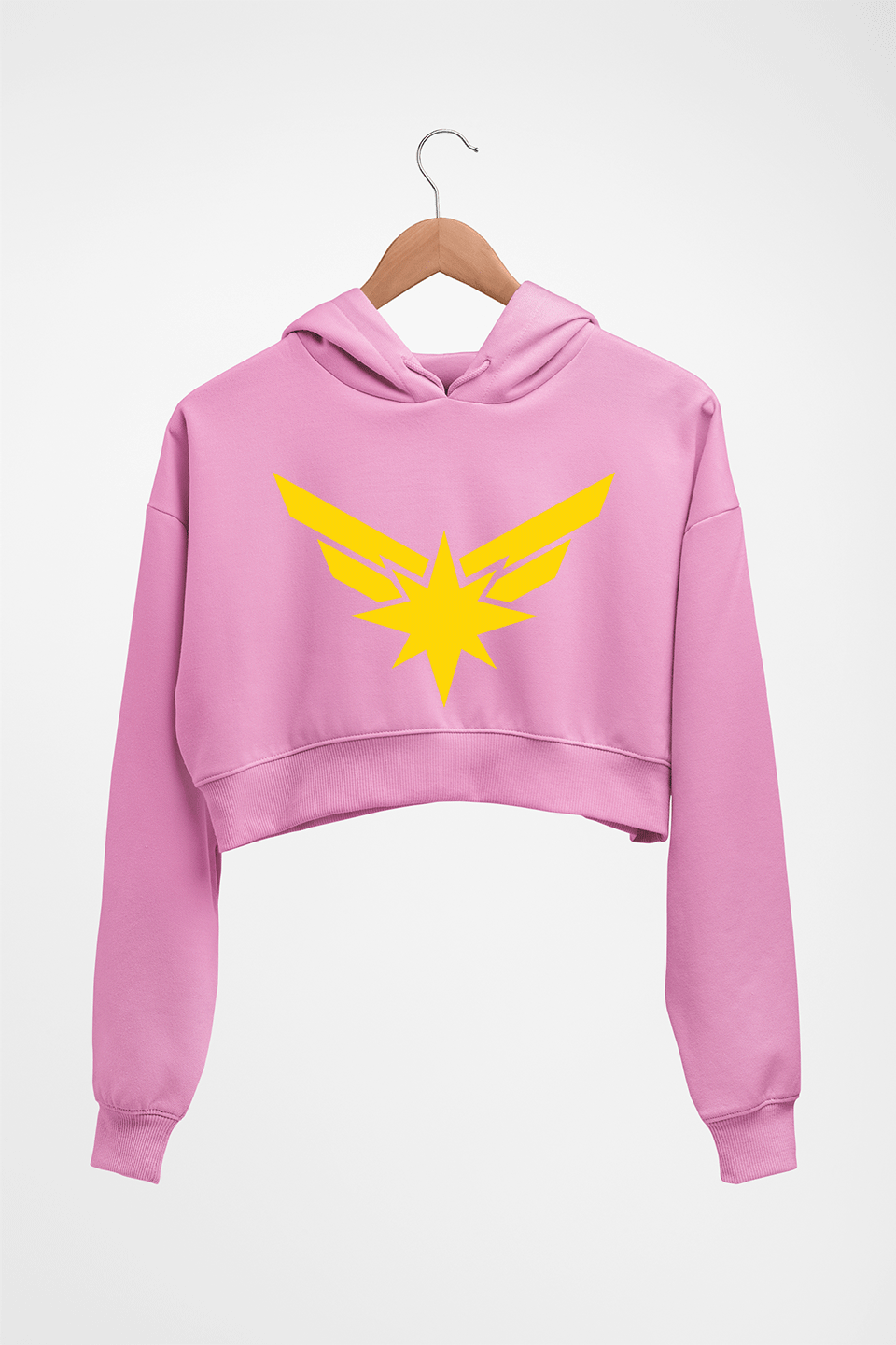 Captain Marvel Crop HOODIE FOR WOMEN-Light Baby Pink-Ektarfa.online