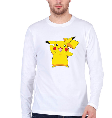 Pikachu Full Sleeves T-Shirt for Men-White-Ektarfa.online