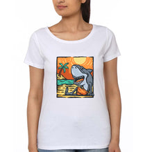 Load image into Gallery viewer, Shark T-Shirt for Women-White-Ektarfa.online
