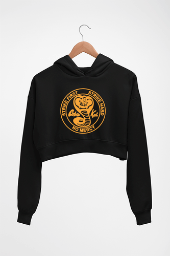 Cobra Kai Crop HOODIE FOR WOMEN-Black-Ektarfa.online