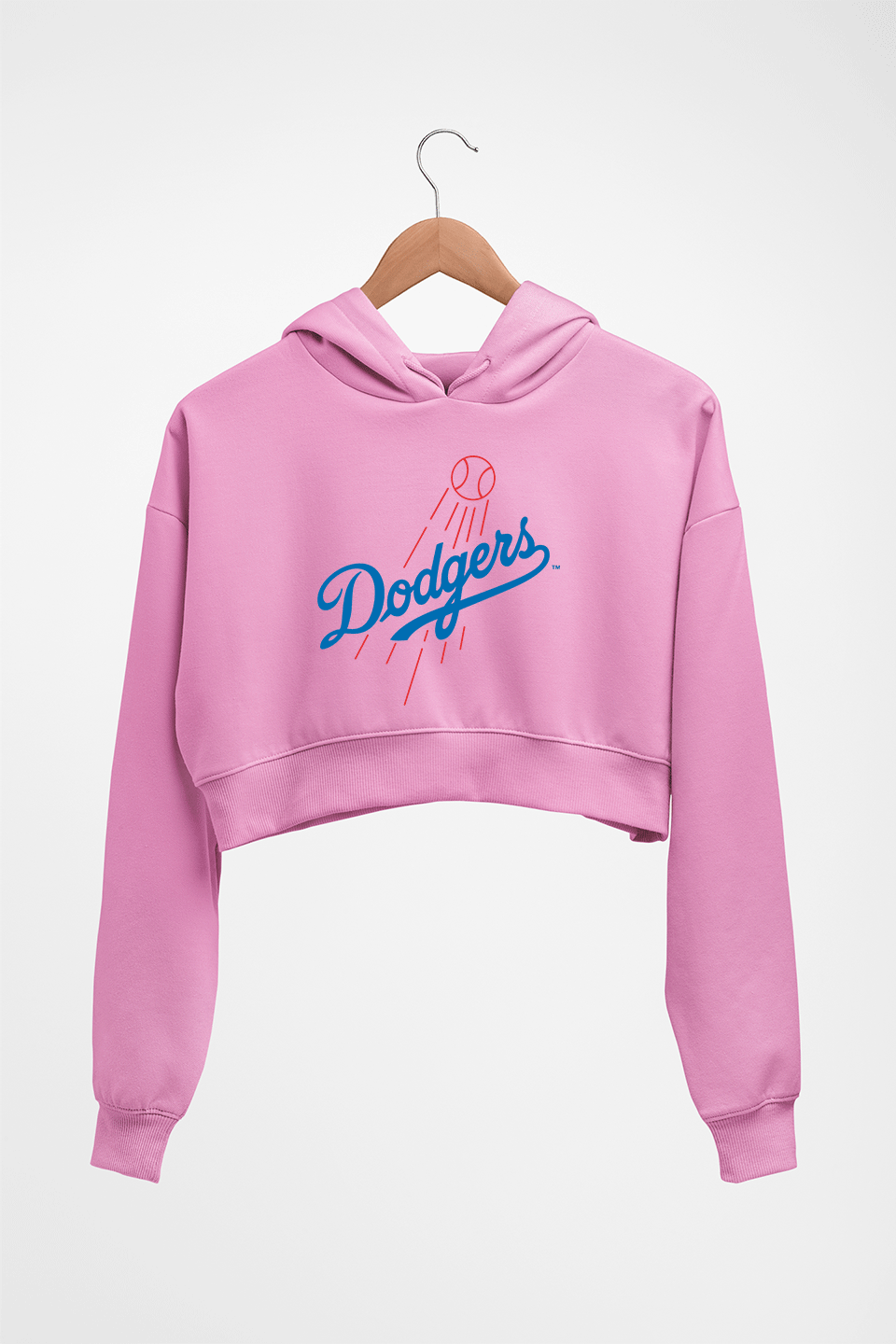 Los Angeles Dodgers Crop HOODIE FOR WOMEN-Light Baby Pink-Ektarfa.online