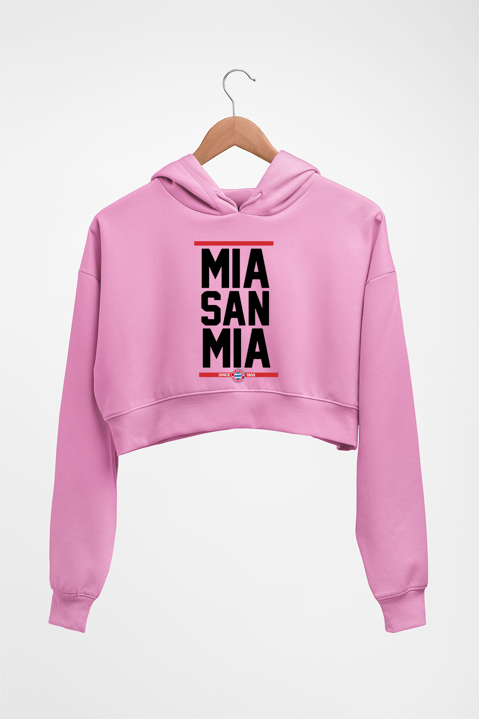 Bayern Munich Crop HOODIE FOR WOMEN-Light Baby Pink-Ektarfa.online