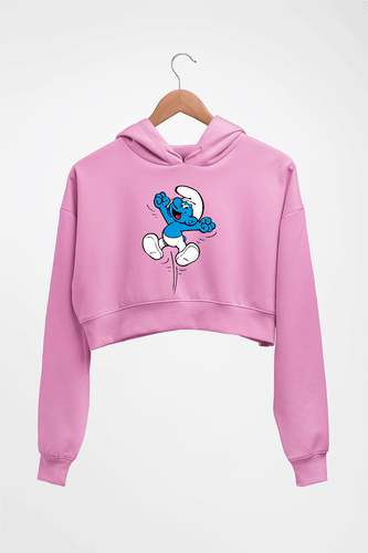 The Smurfs Crop HOODIE FOR WOMEN-Light Baby Pink-Ektarfa.online