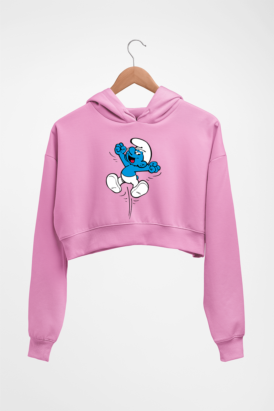 The Smurfs Crop HOODIE FOR WOMEN-Light Baby Pink-Ektarfa.online