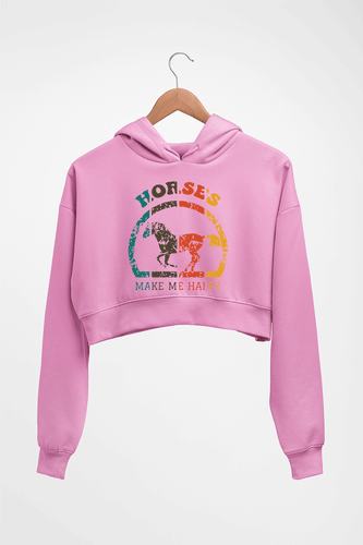 Horses Crop HOODIE FOR WOMEN-Light Baby Pink-Ektarfa.online