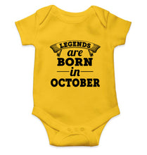 Load image into Gallery viewer, Legends are Born in October Kids Romper For Baby Boy/Girl-0-5 Months(18 Inches)-Yellow-Ektarfa.online
