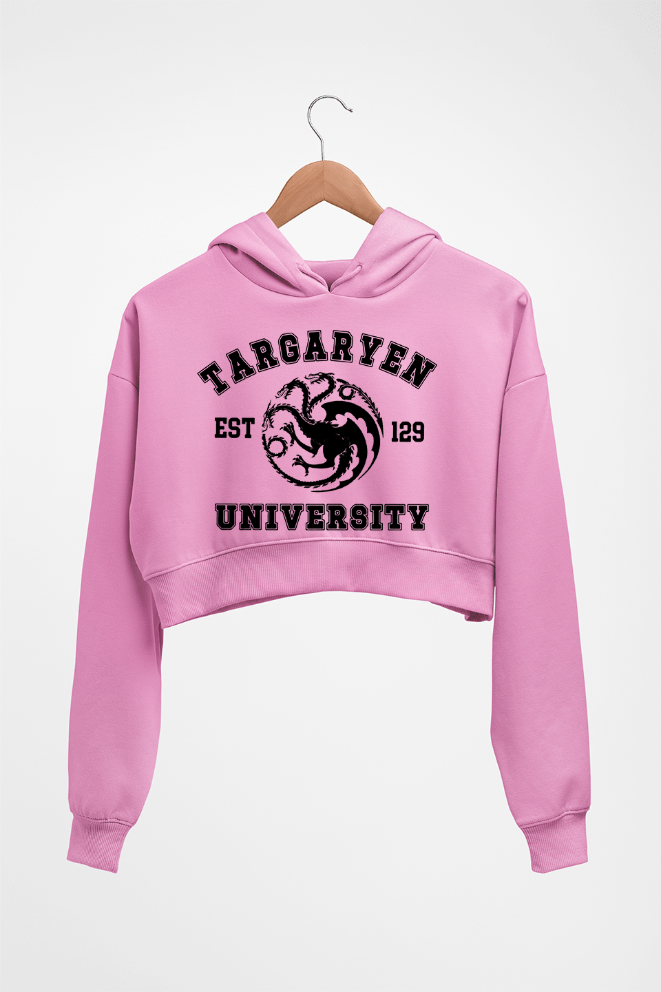 House Targaryen (GOT) Crop HOODIE FOR WOMEN-Light Baby Pink-Ektarfa.online