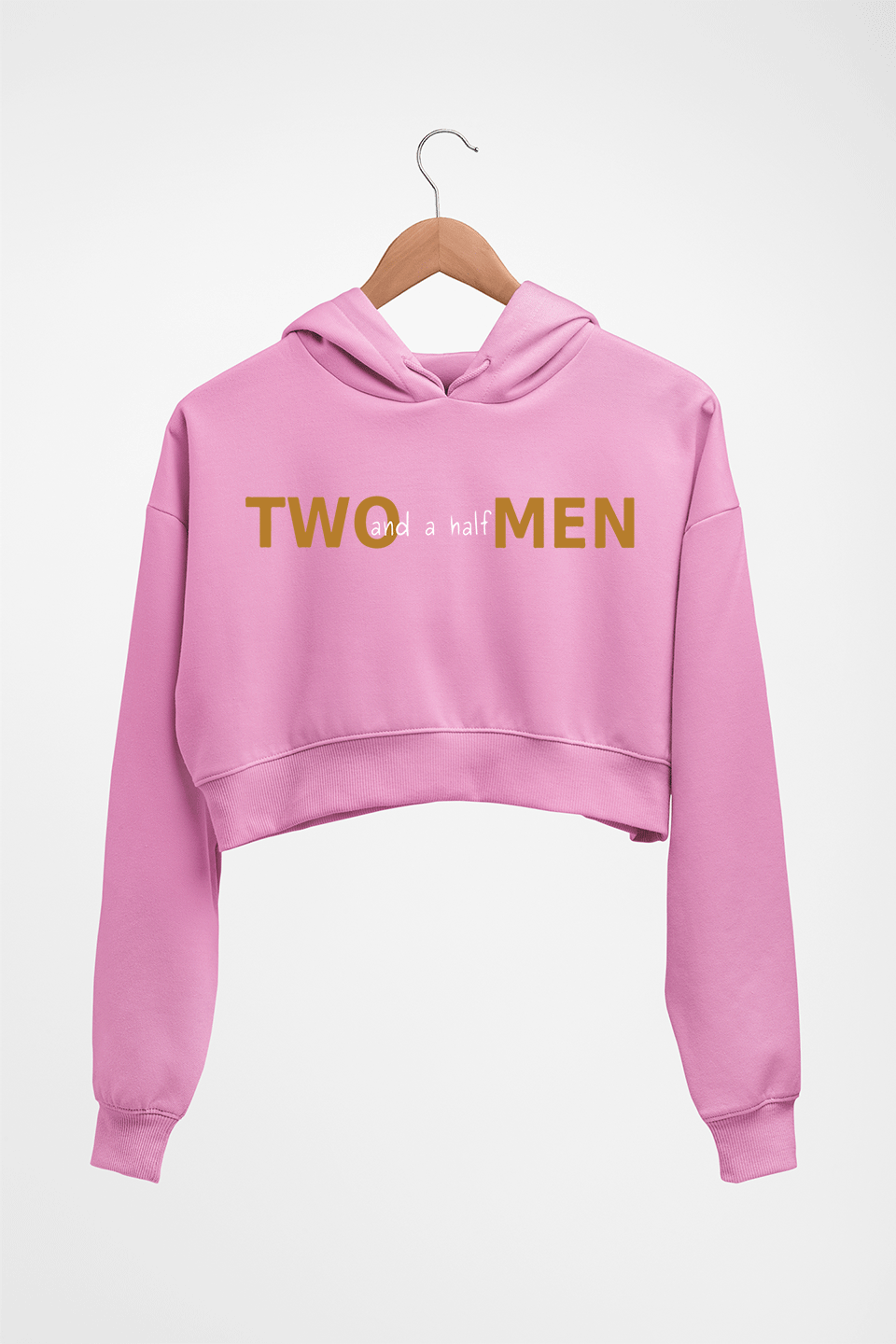 Two and a Half Men Crop HOODIE FOR WOMEN-Light Baby Pink-Ektarfa.online