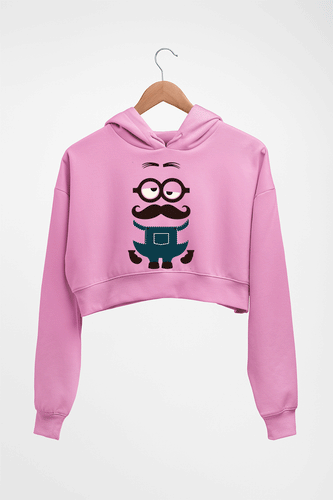 Minion Crop HOODIE FOR WOMEN-Light Baby Pink-Ektarfa.online