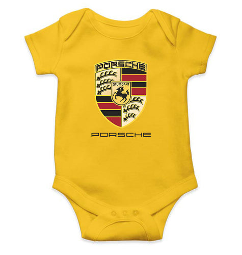 Porsche Logo Kids Romper For Baby Boy/Girl-0-5 Months(18 Inches)-Yellow-Ektarfa.online