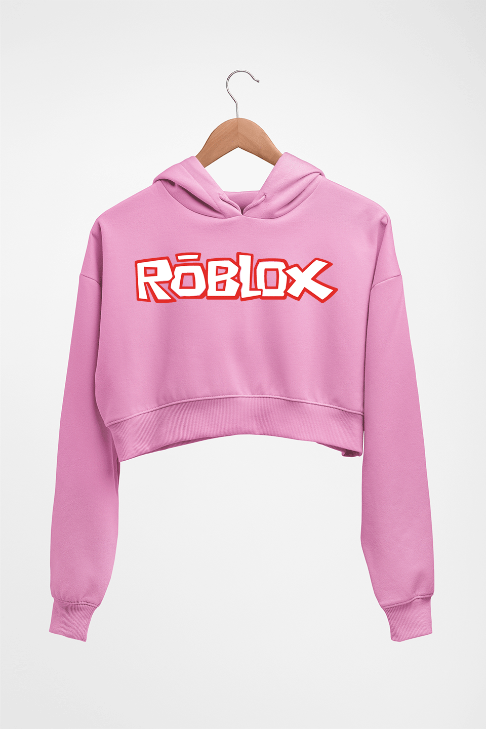 Roblox Crop HOODIE FOR WOMEN-Light Baby Pink-Ektarfa.online
