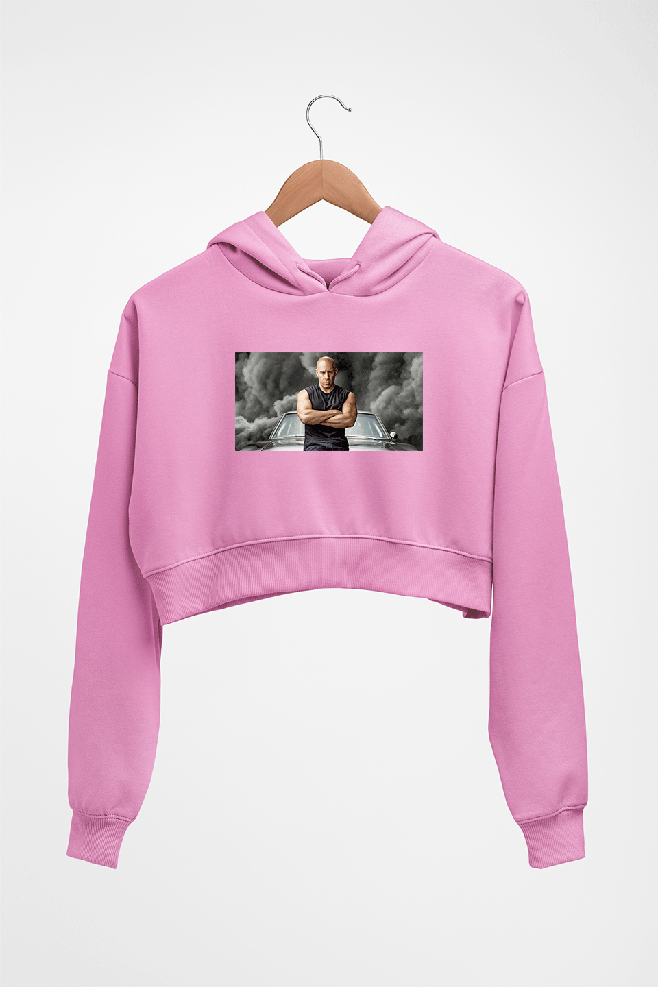 Fast X Vin Diesel Crop HOODIE FOR WOMEN-Light Baby Pink-Ektarfa.online
