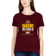 Load image into Gallery viewer, Queens Are Born In May T-Shirt for Women-Maroon-Ektarfa.online
