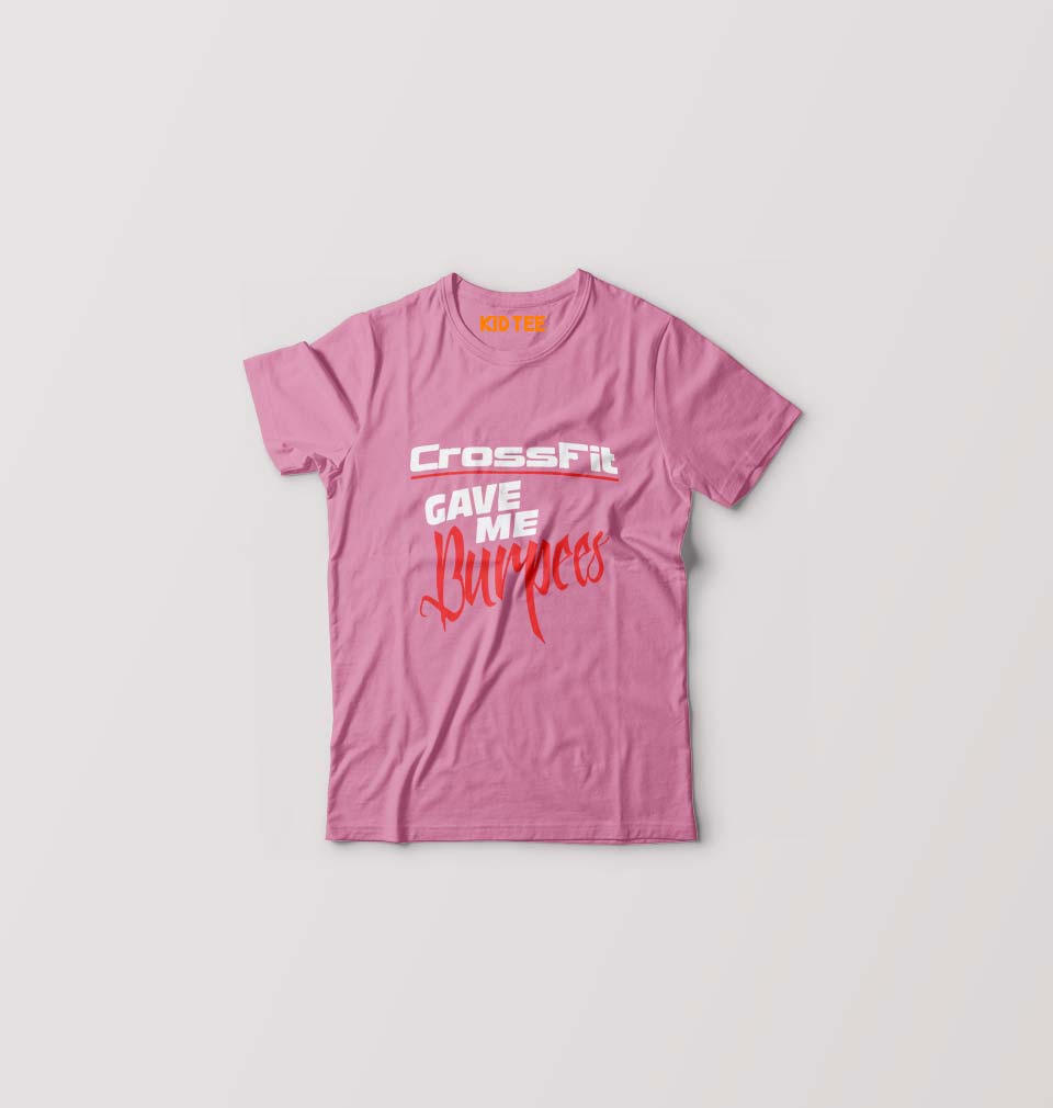CrossFit Gym Burpees Kids T-Shirt for Boy/Girl-Pink-Ektarfa.online
