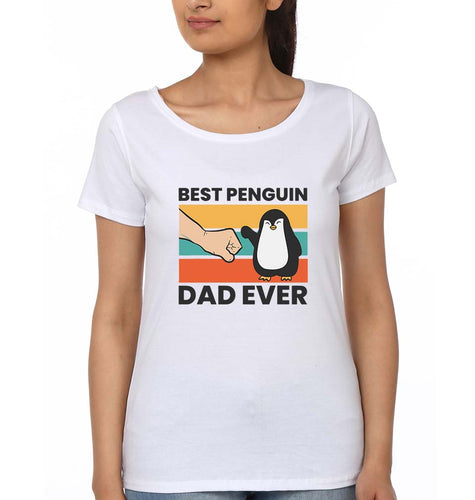 Penguin Dad T-Shirt for Women-White-Ektarfa.online