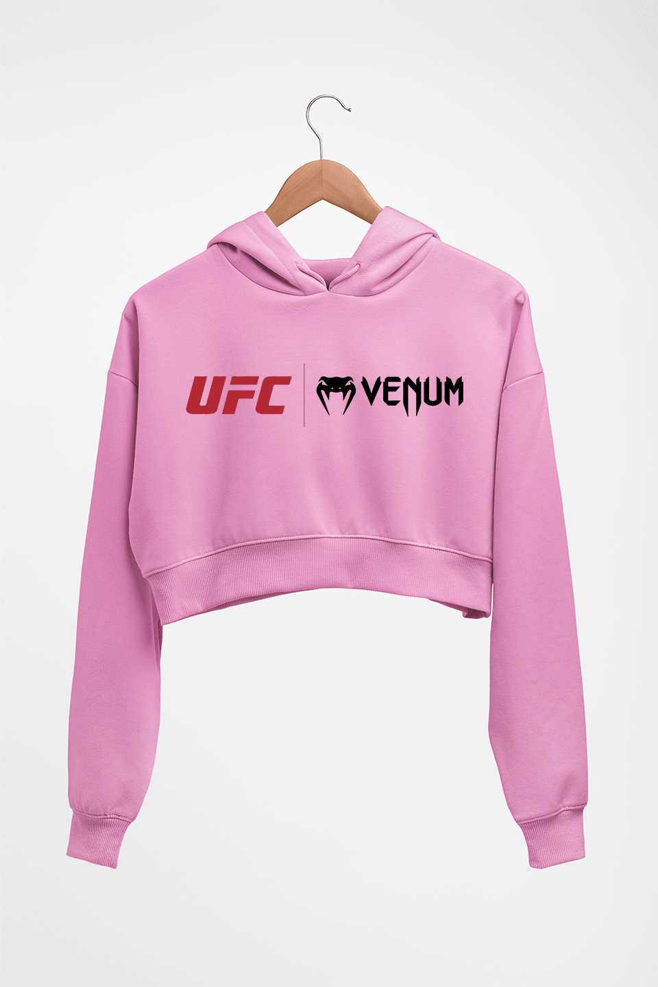UFC Venum Crop HOODIE FOR WOMEN-Light Baby Pink-Ektarfa.online