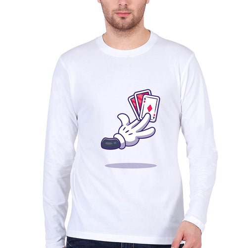 Poker Full Sleeves T-Shirt for Men-White-Ektarfa.online